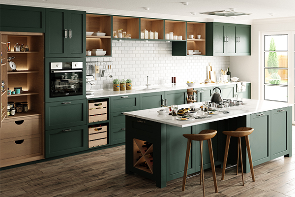 Shaker Style Modern Green Kitchen Cabinet