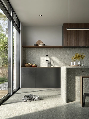 Country Style Kitchen Cabinet with Stone Island