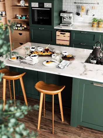 Shaker Style Modern Green Kitchen Cabinet