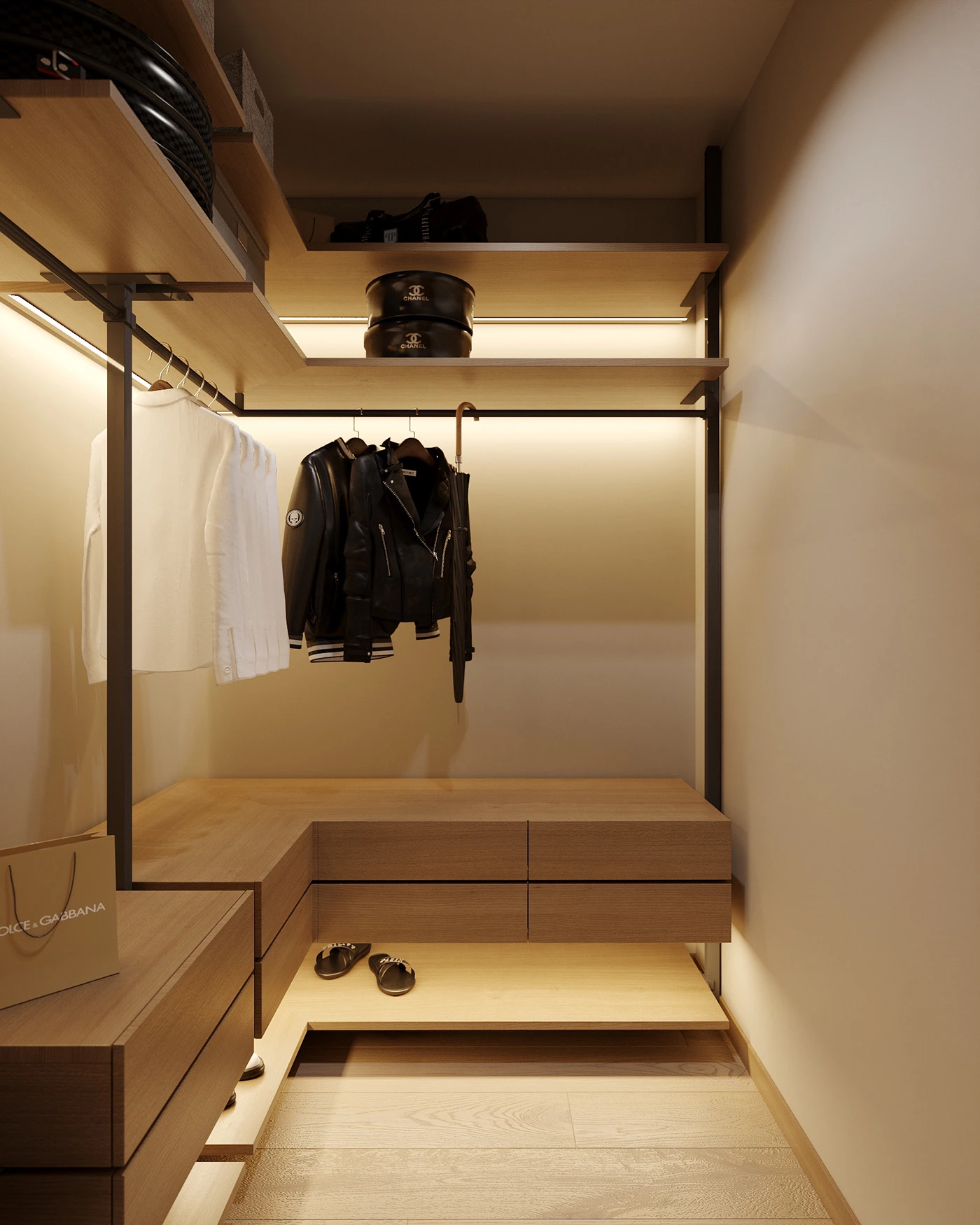 Custom Modern L Shaped Walk-in Closets Wardrobe Design