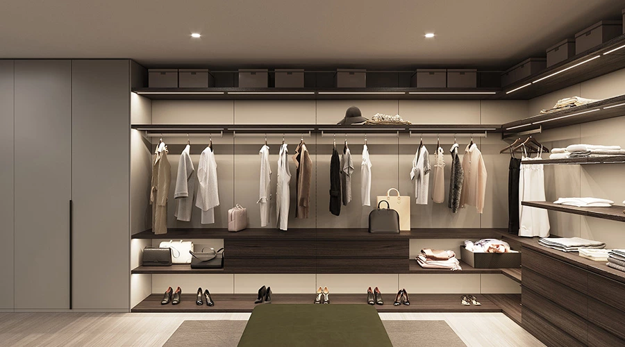 Modern Walk-in Closet with Shoe Cabinet