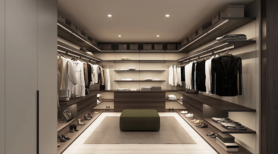 Modern Walk-in Closet with Shoe Cabinet