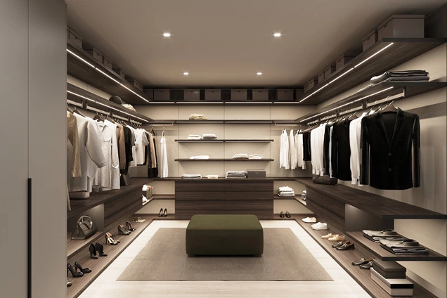 Modern Walk-in Closet with Shoe Cabinet