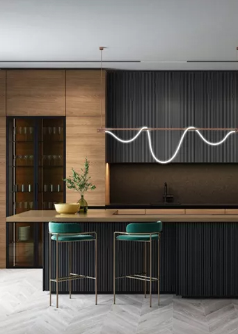 High-end Handless Kitchen Cabinet with Island