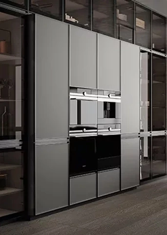 Modern Toughened Glass Finish Kitchen Cabinet