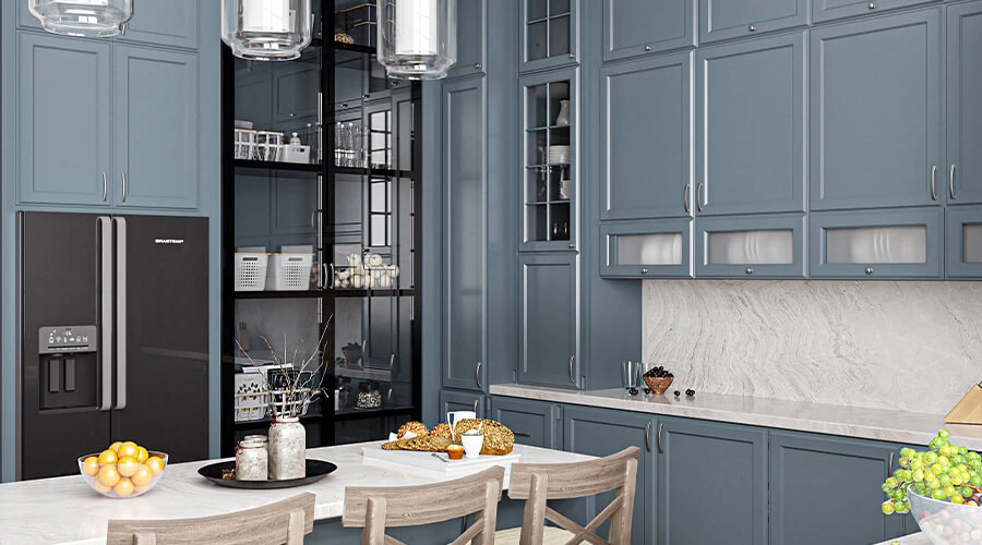 Royal Blue RTA Shaker Modular Wall Cupboard Cabinets