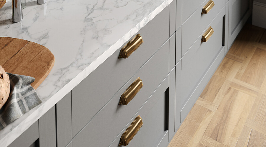 Grey Apartment Solid Wood Modular Shaker Kitchen Cabinet