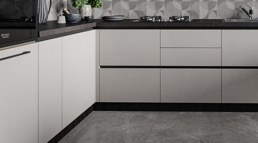 Modern Lacquered Open L-shaped Kitchen Cabinets