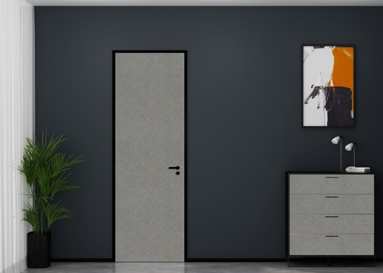 Gray Tone Fabric Textured Surface Melamine Door