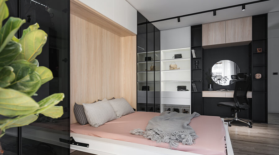 Minimalist Modern Multifunctional Wardrobe with Foldable Bed