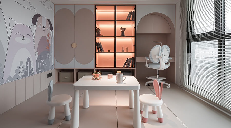 Modern Design Soft Cream Color Pet Wardrobe with Study Desk