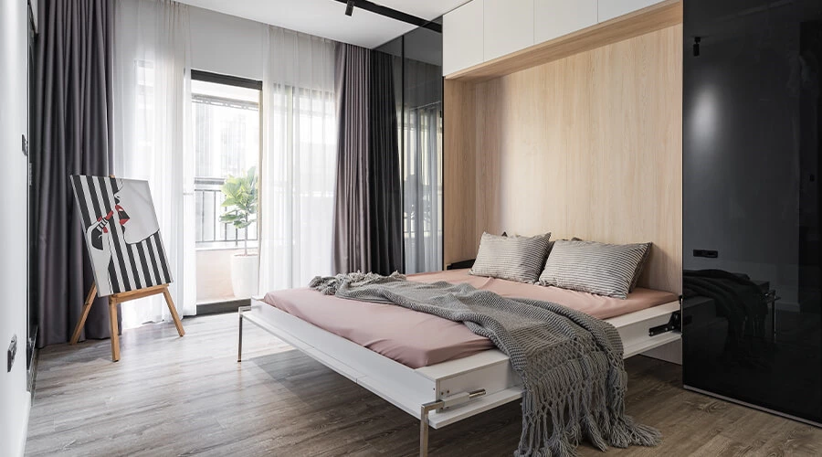 Minimalist Modern Multifunctional Wardrobe with Foldable Bed