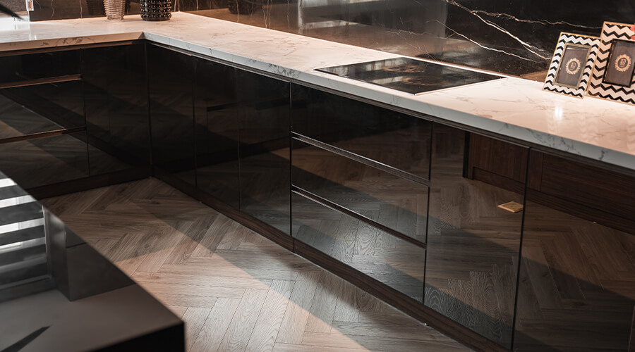 Glass L-shaped Cabinet