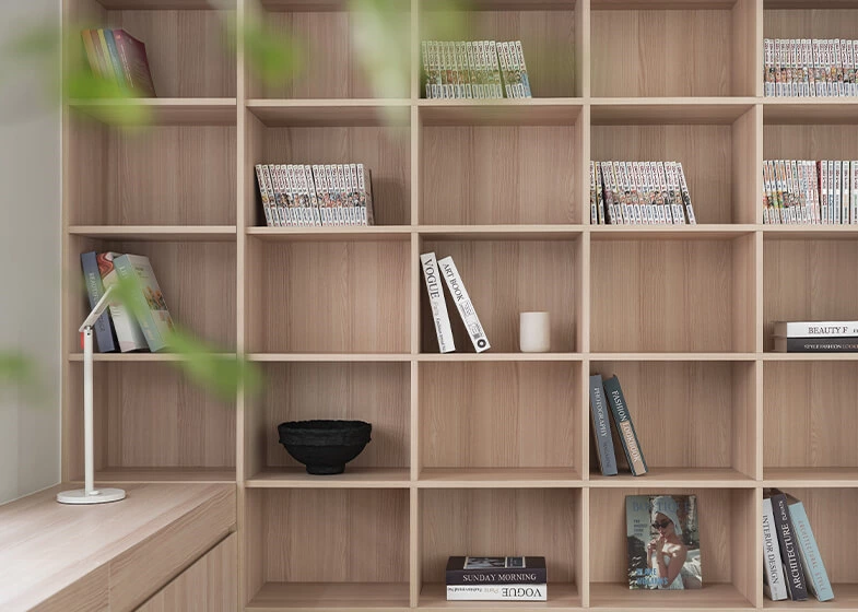 Light Wood Tone Simple Open Design Plywood Bookshelf