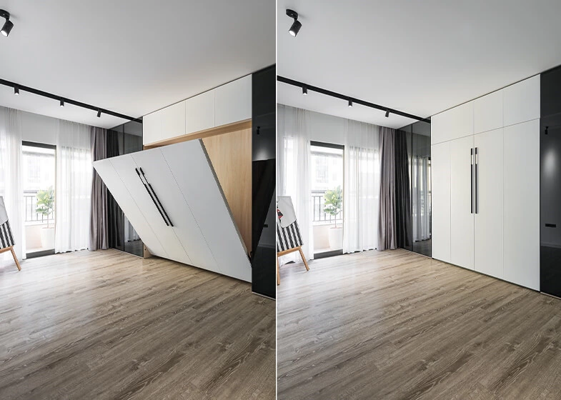 Minimalist Modern Multifunctional Wardrobe with Foldable Bed