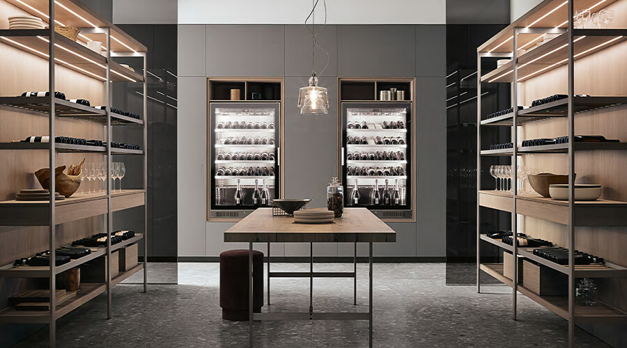 Symmetrical Layout Stainless Steel Customized Wine Cabinet Design