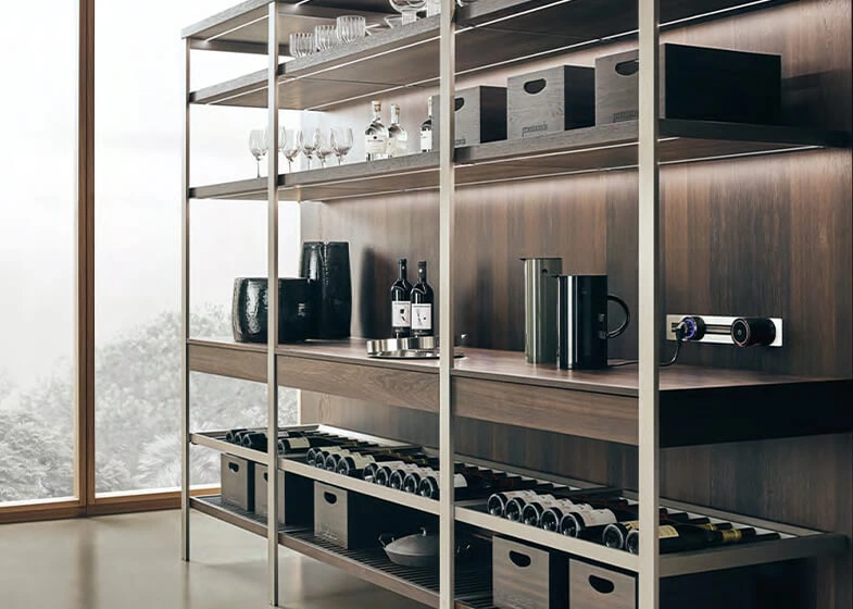 Symmetrical Layout Stainless Steel Customized Wine Cabinet Design