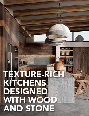 8 Texture-rich Kitchens Designed with Wood and Stone