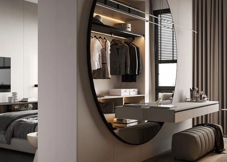 Modern Luxury Brown Color Melamine Walk-in Closet