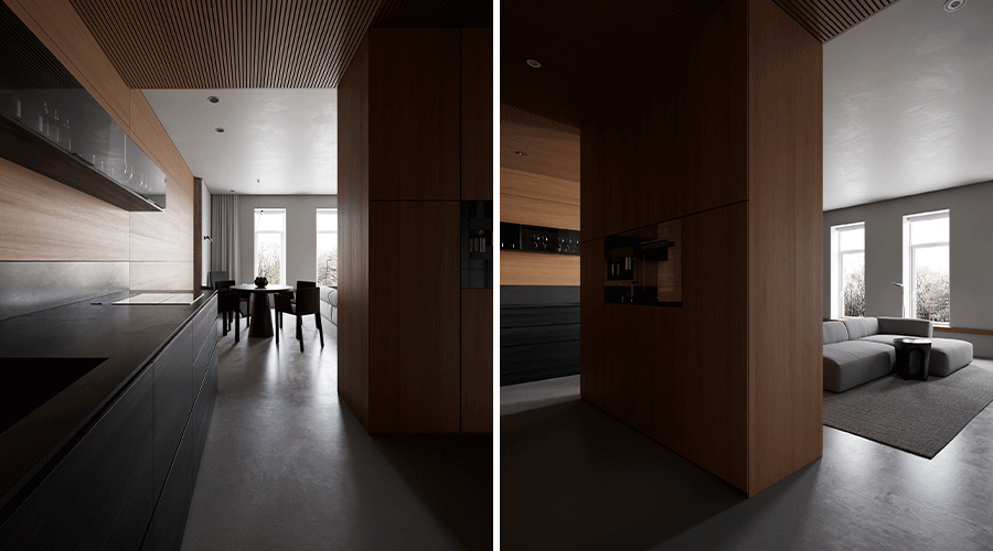 Wood Grain Tone Melamine Finish Minimalistic Whole Home Design