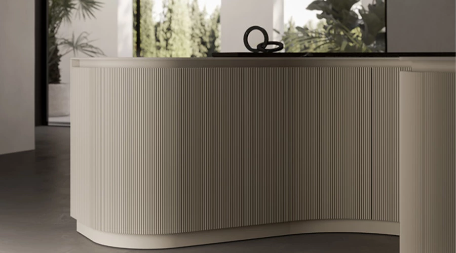 Modern Kitchen Cabinet with Arc Center Island